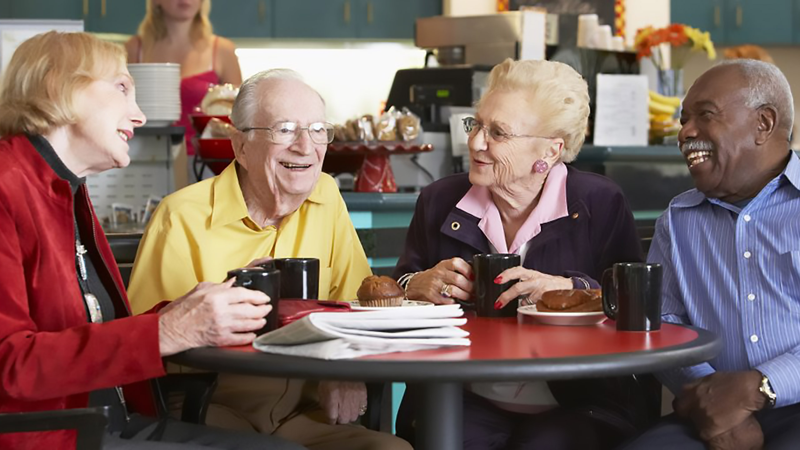 Elder Man and Woman Drinking Lemonade